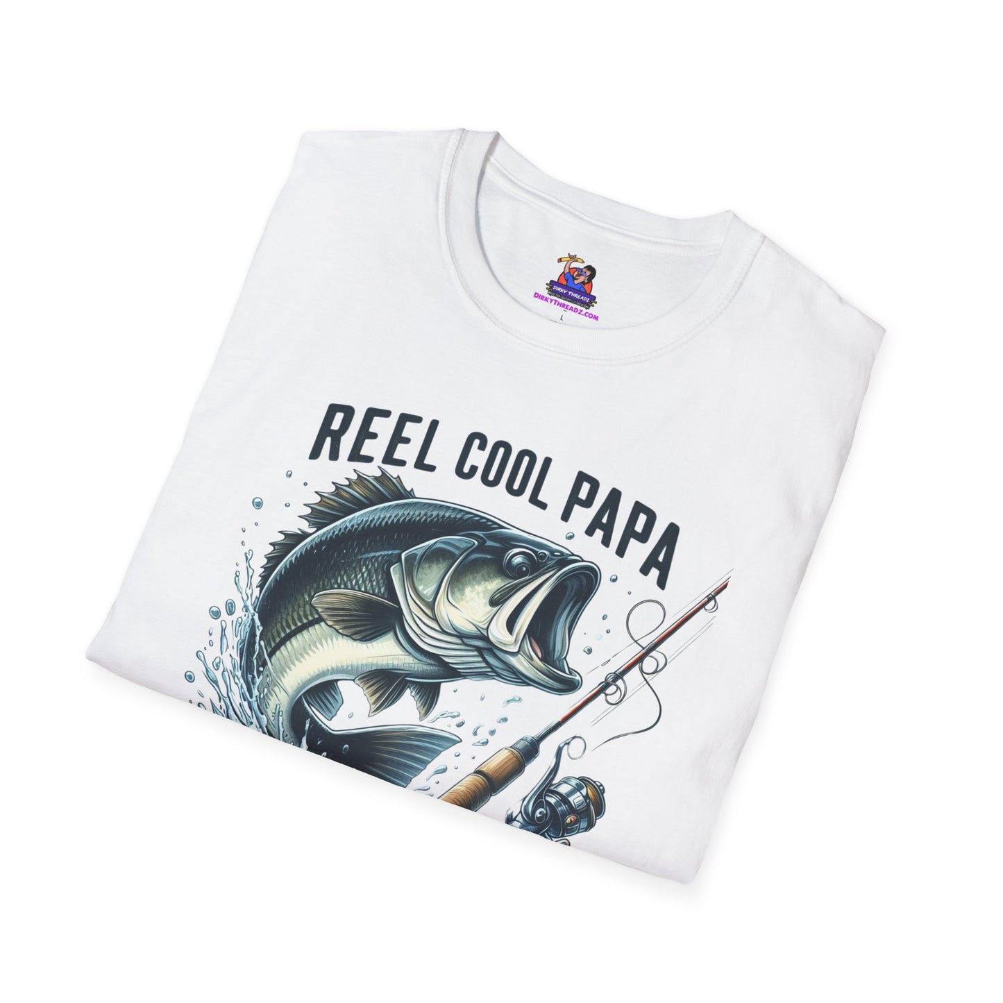 Reel Cool Papa Unisex Softstyle T-Shirt Fishing humor, Fisherman Gift Pun T-Shirt Funny Fish Tee Fishy Vibes Unique Unisex Tee