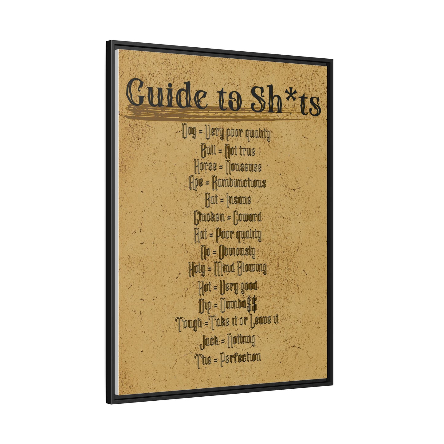 Guide to Sh*ts Framed Wall Art Print, Humorous Decor, Office Wall Art, Gift for Friends, Humor, Unique Housewarming Gift