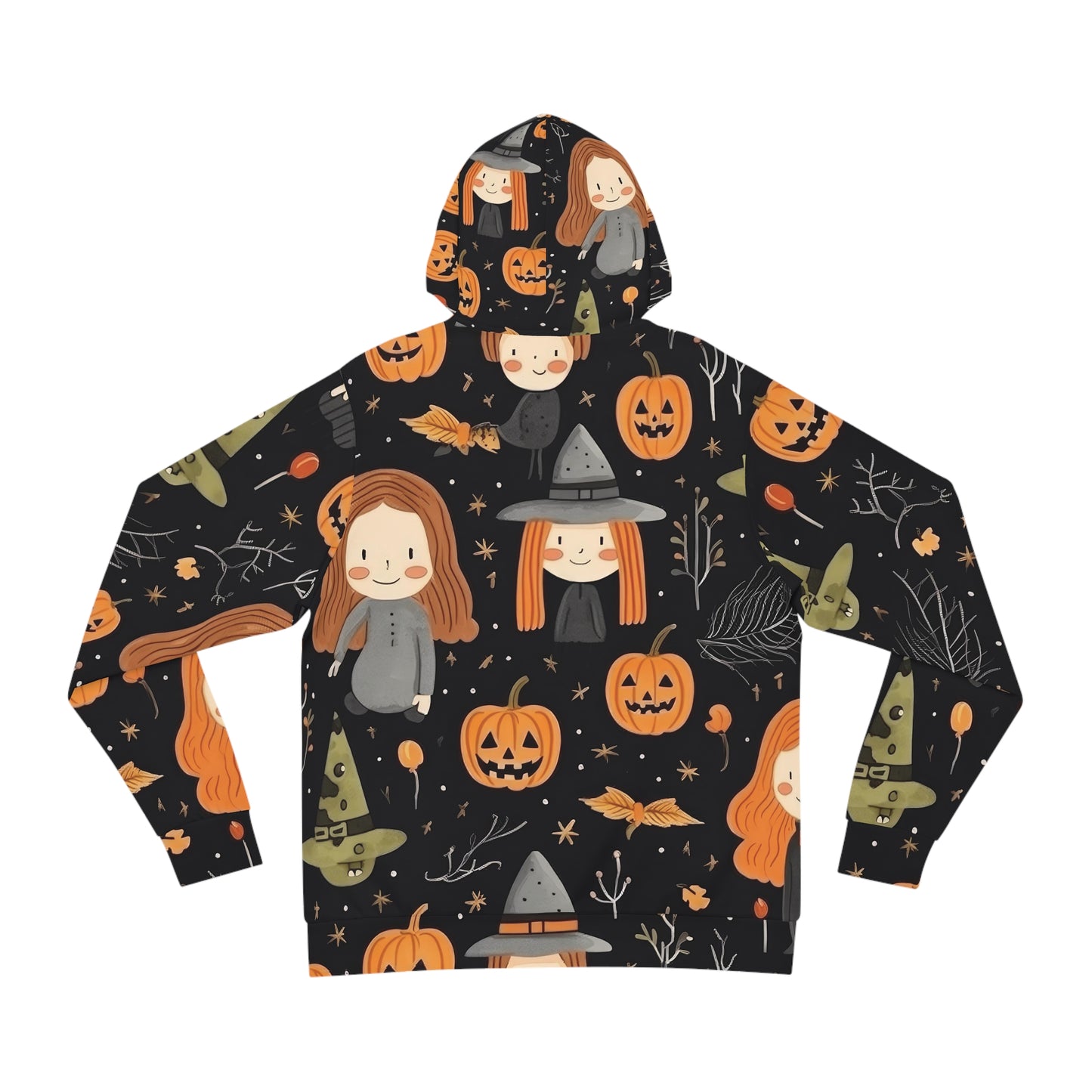 Halloween Trick or Treat Ghosts Witch Hats Jack o Lanterns Fashion Hoodie (AOP)