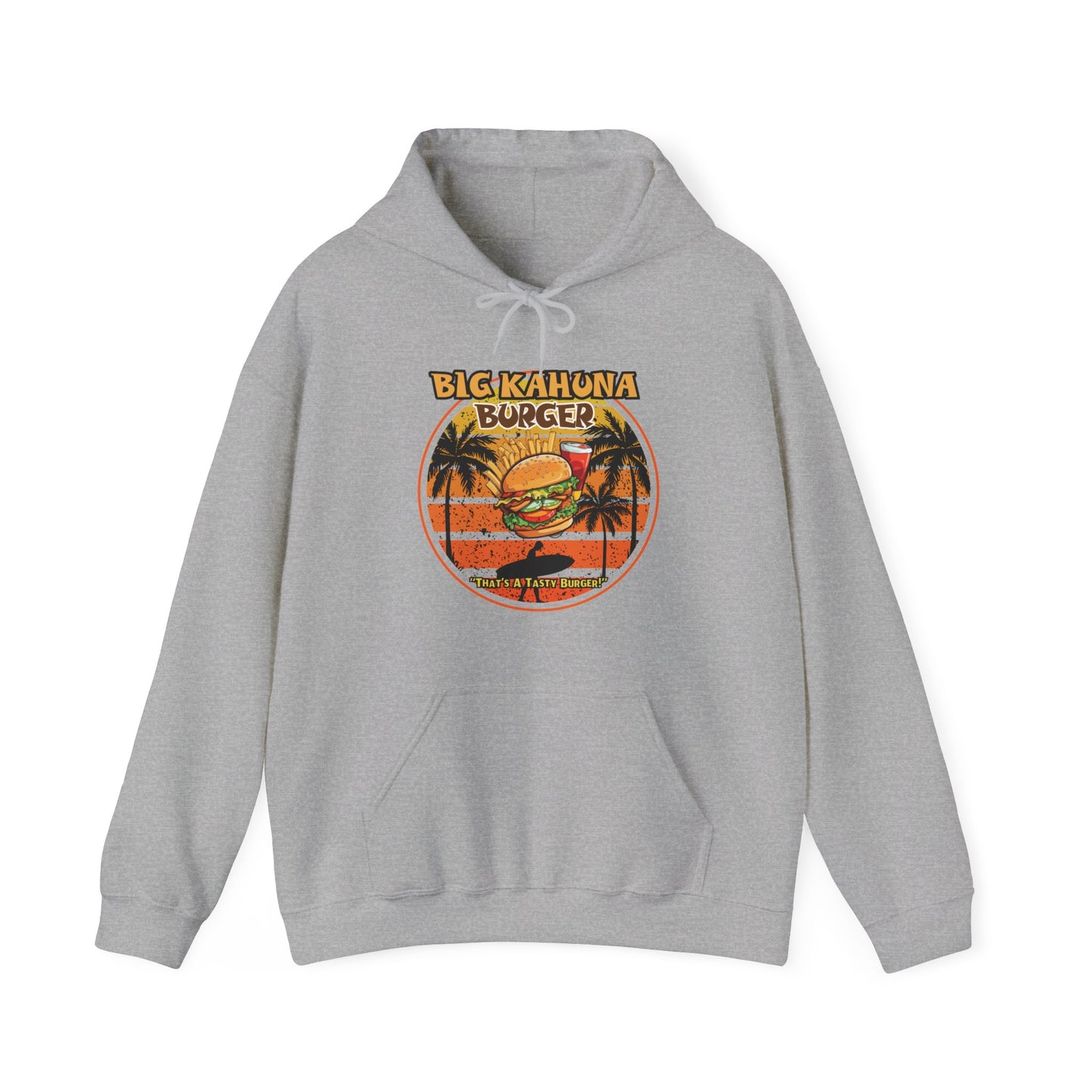 Big Kahuna Burger  Unisex Heavy Blend™ Hooded Sweatshirt Cozy Movie Magic, Burger Lover's Delight.