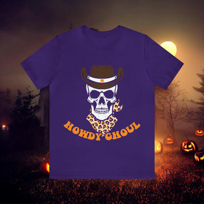 Howdy Ghoul Skeleton Sheriff Retro Halloween Unisex Jersey Short Sleeve Tee Gifts for her