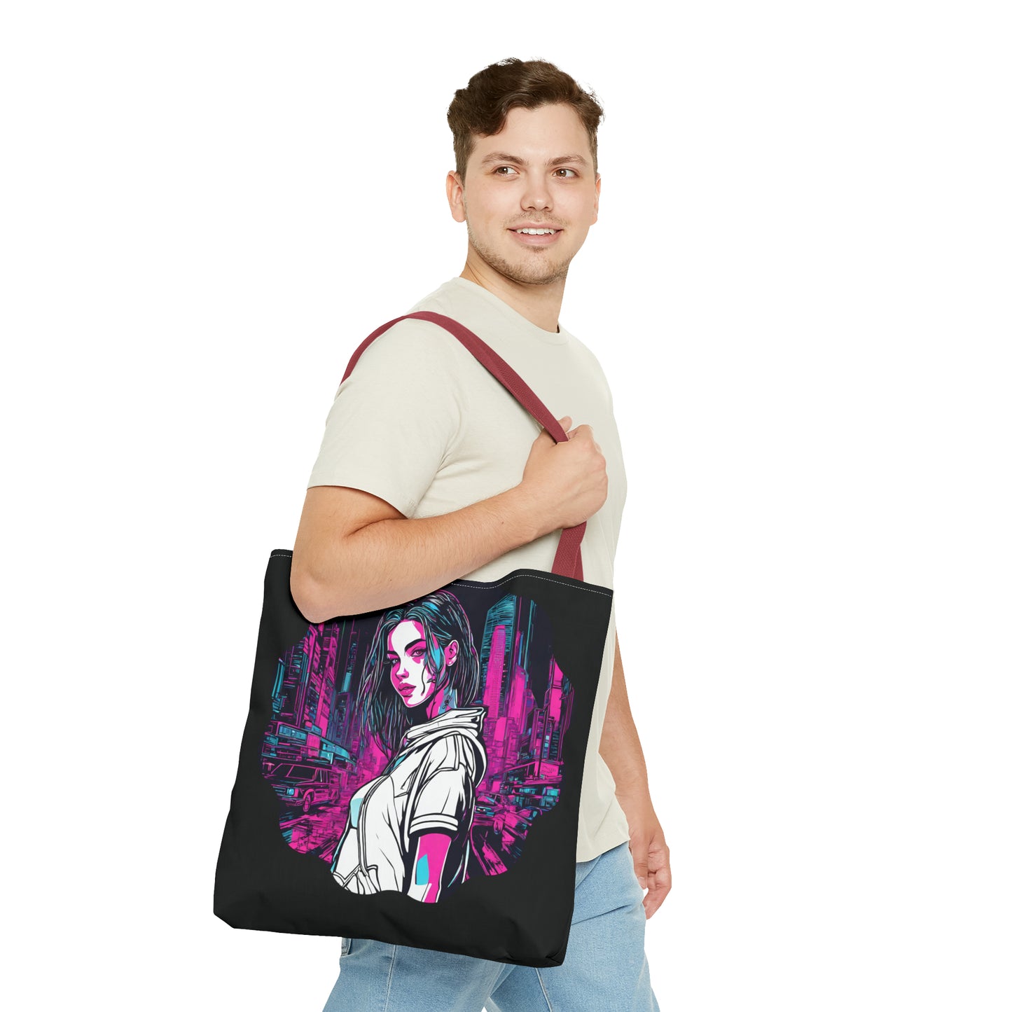 Cyberpunk Chic AOP Tote Bag