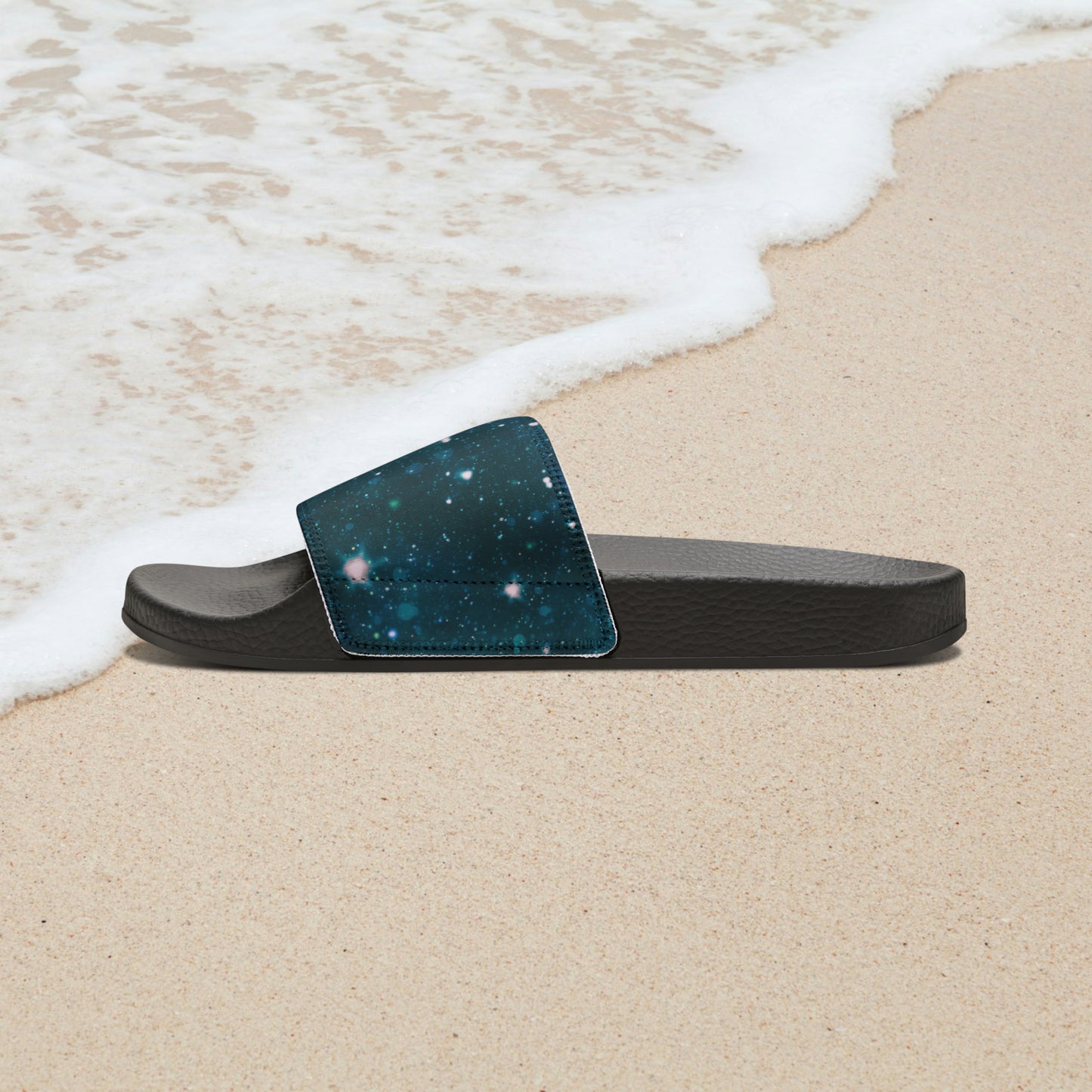 Blue Outer Space Planet in the Solar System Men's PU Slide Sandals Outer Space