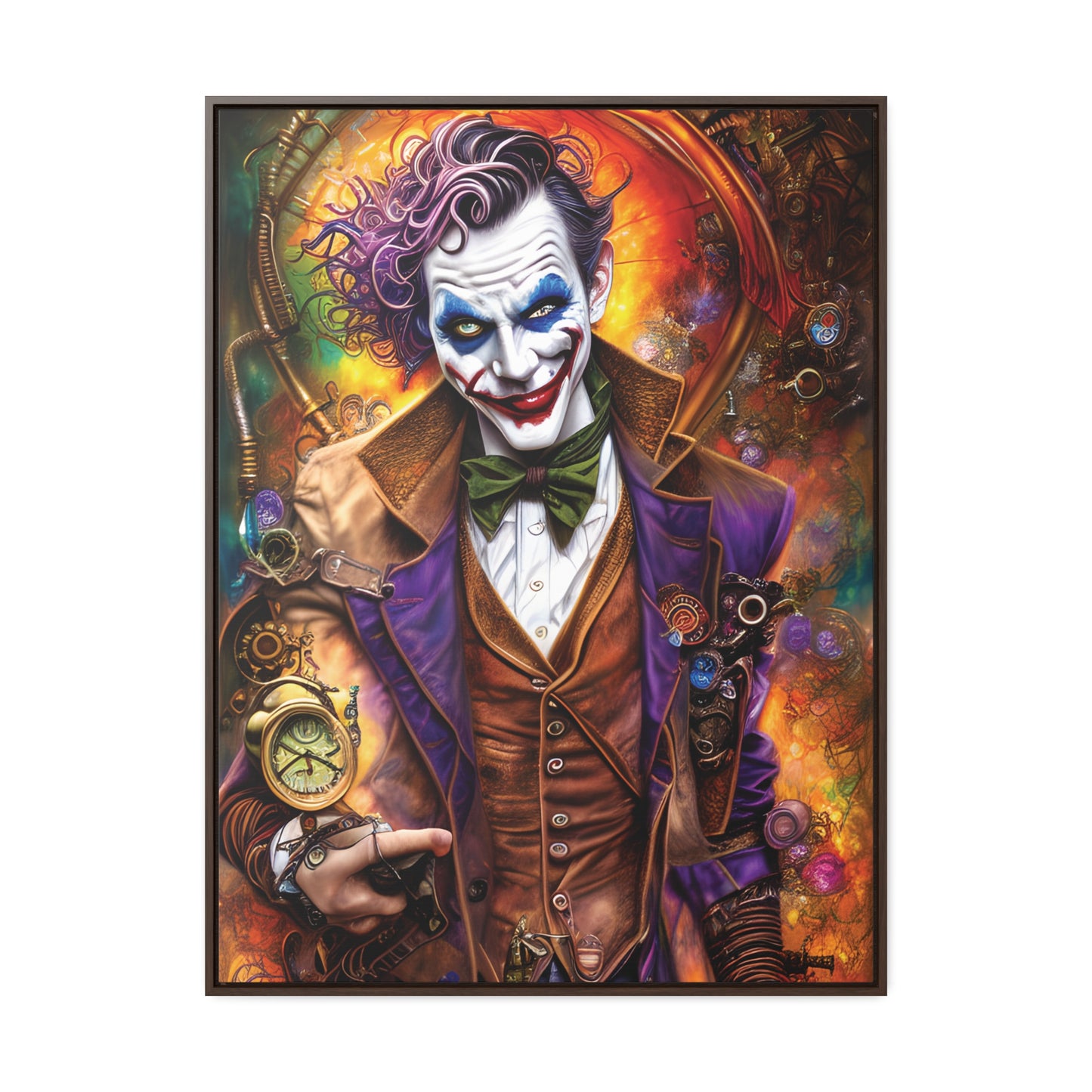 Steampunk-Joker-Hearts-Tribal-Fractal Gallery Canvas Wraps, Vertical Frame