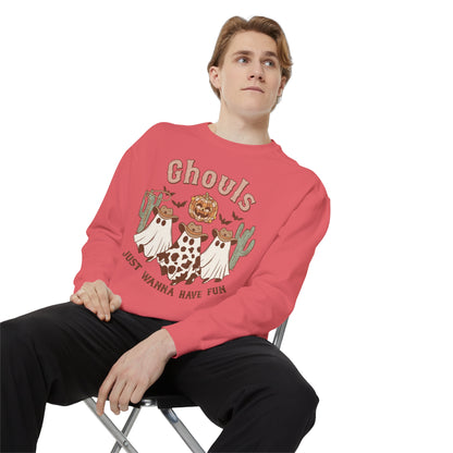 Ghouls Just Wanna Have Fun Western Halloween Unisex Garment-Dyed Sweatshirt