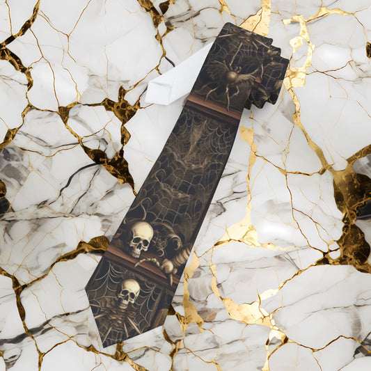 Skull & Spiderweb Necktie Gothic Tie for Men