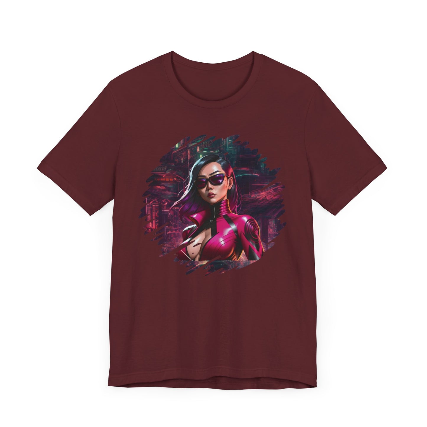 Cyberpunk Girl T-Shirt - Futuristic Cityscape Unisex Jersey Tee cyberpunk fashion