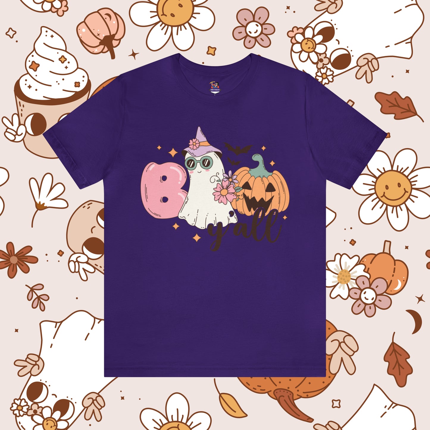 Retro Groovy Boo Y'all Unisex Jersey Short Sleeve Tee Halloween Gifts for Her Gifts for Him