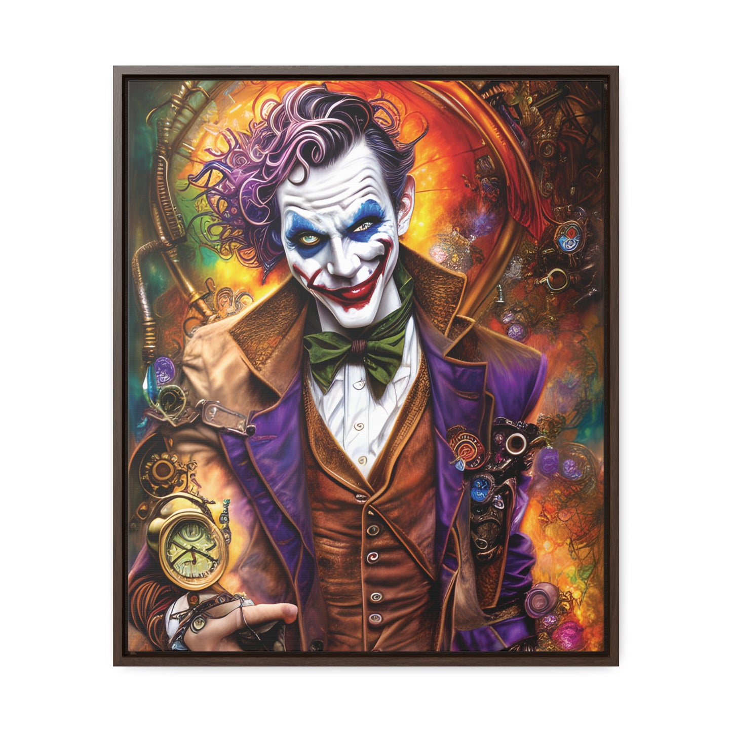 Steampunk-Joker-Hearts-Tribal-Fractal Gallery Canvas Wraps, Vertical Frame