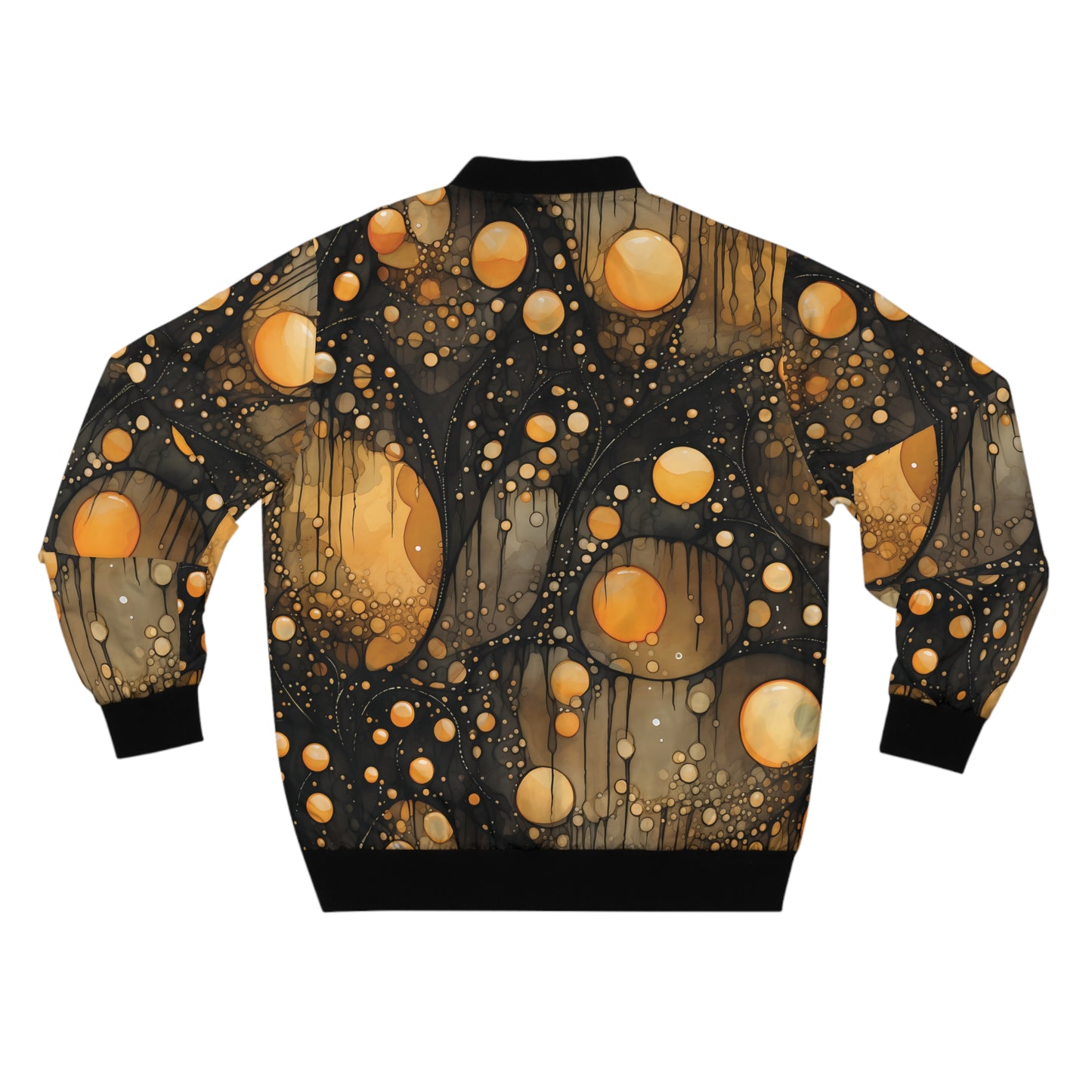 Halloween Yellow Orange Orbs Floating oozing and Dark Streaks Men's Bomber Jacket (AOP)