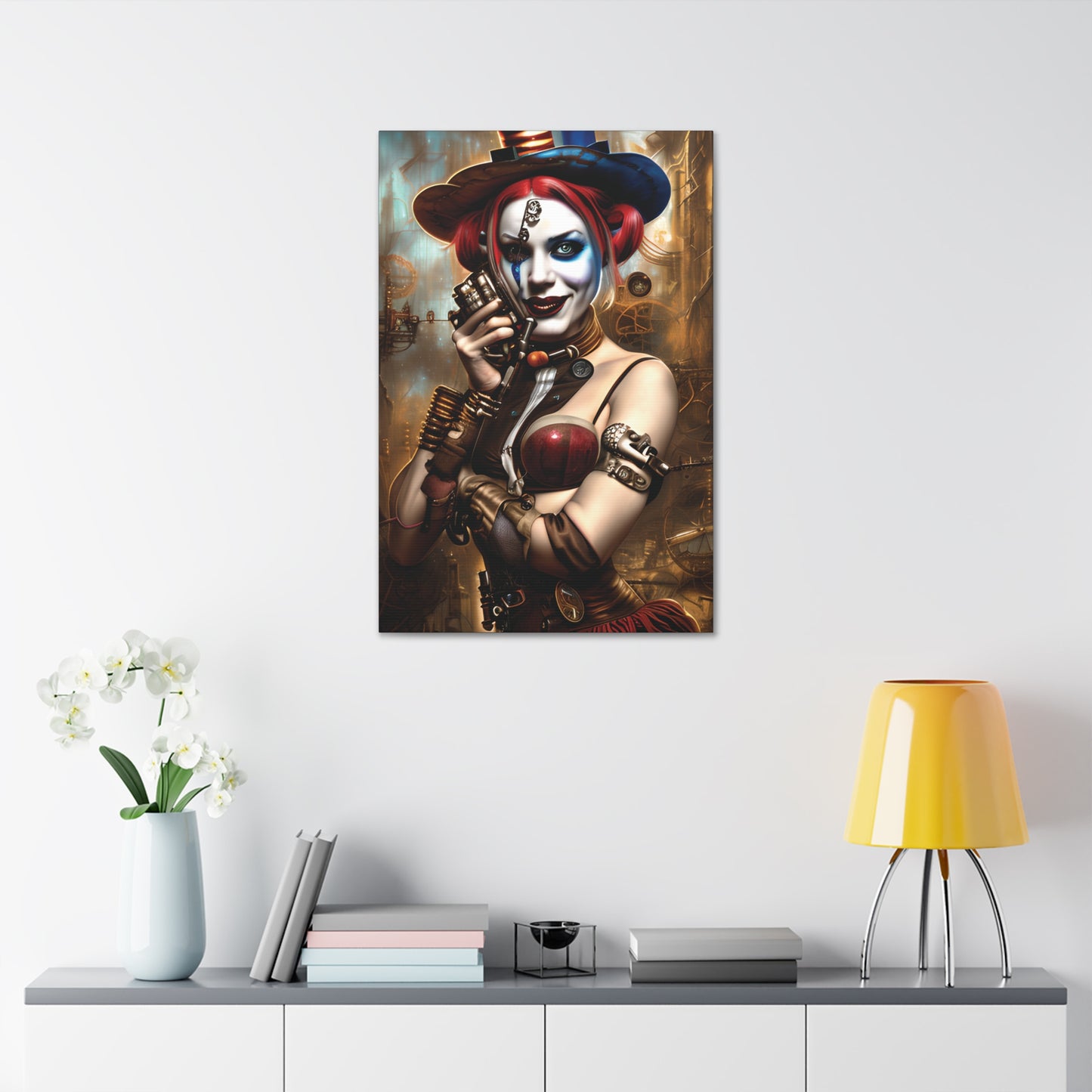 Hyper Realistic Steampunk Harley Quinn Canvas Stretched, 1.5''