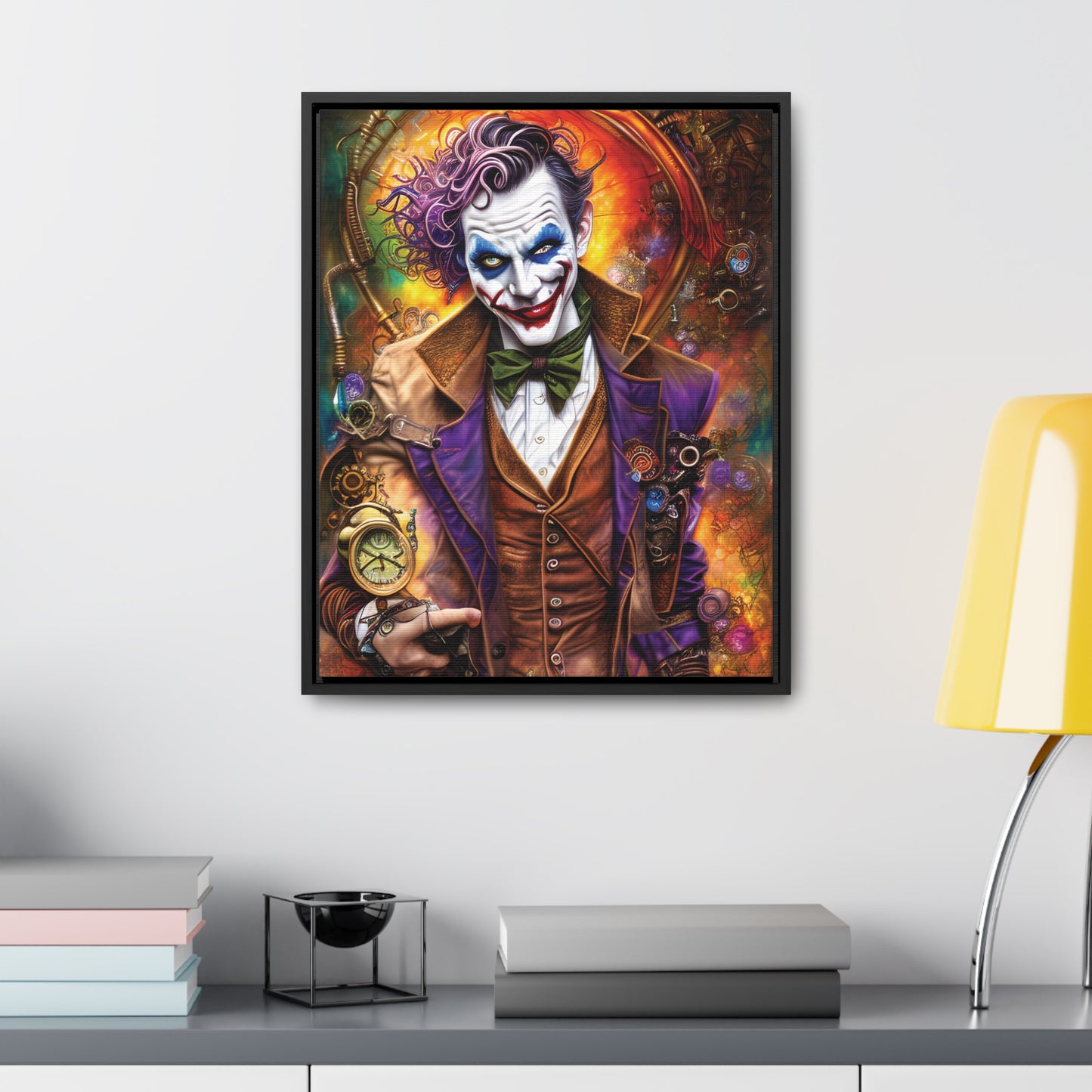 Steampunk-Joker-Hearts-Tribal-Fractal Gallery Canvas Wraps, Vertical Frame