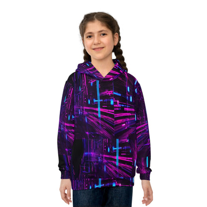 Neon Dreams: Cyberpunk Glow Hoodie for Kids