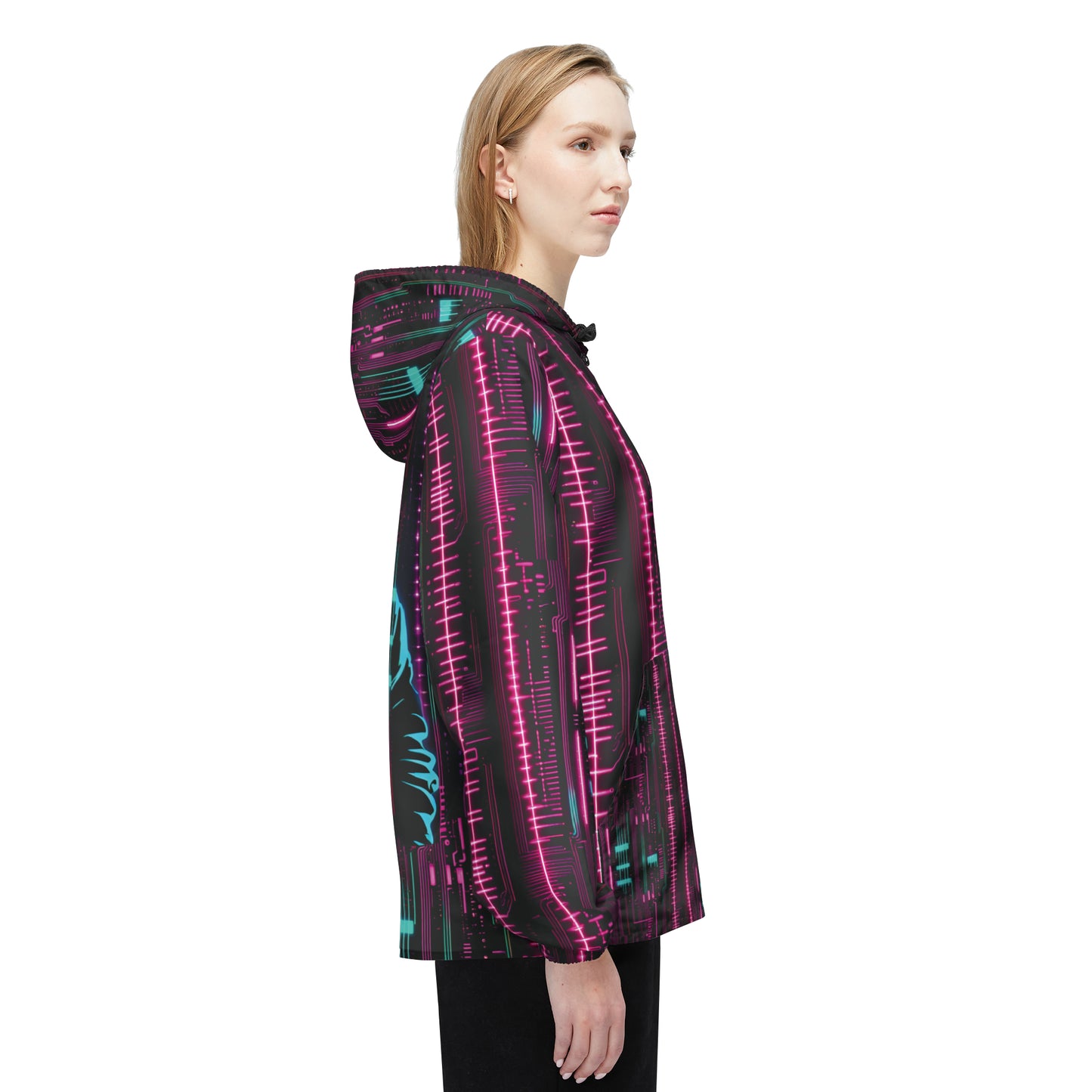 Cyberpunk Hacker Windbreaker Jacket (AOP)  #HackerChic #FashionFuturist #NerdyAndProud"