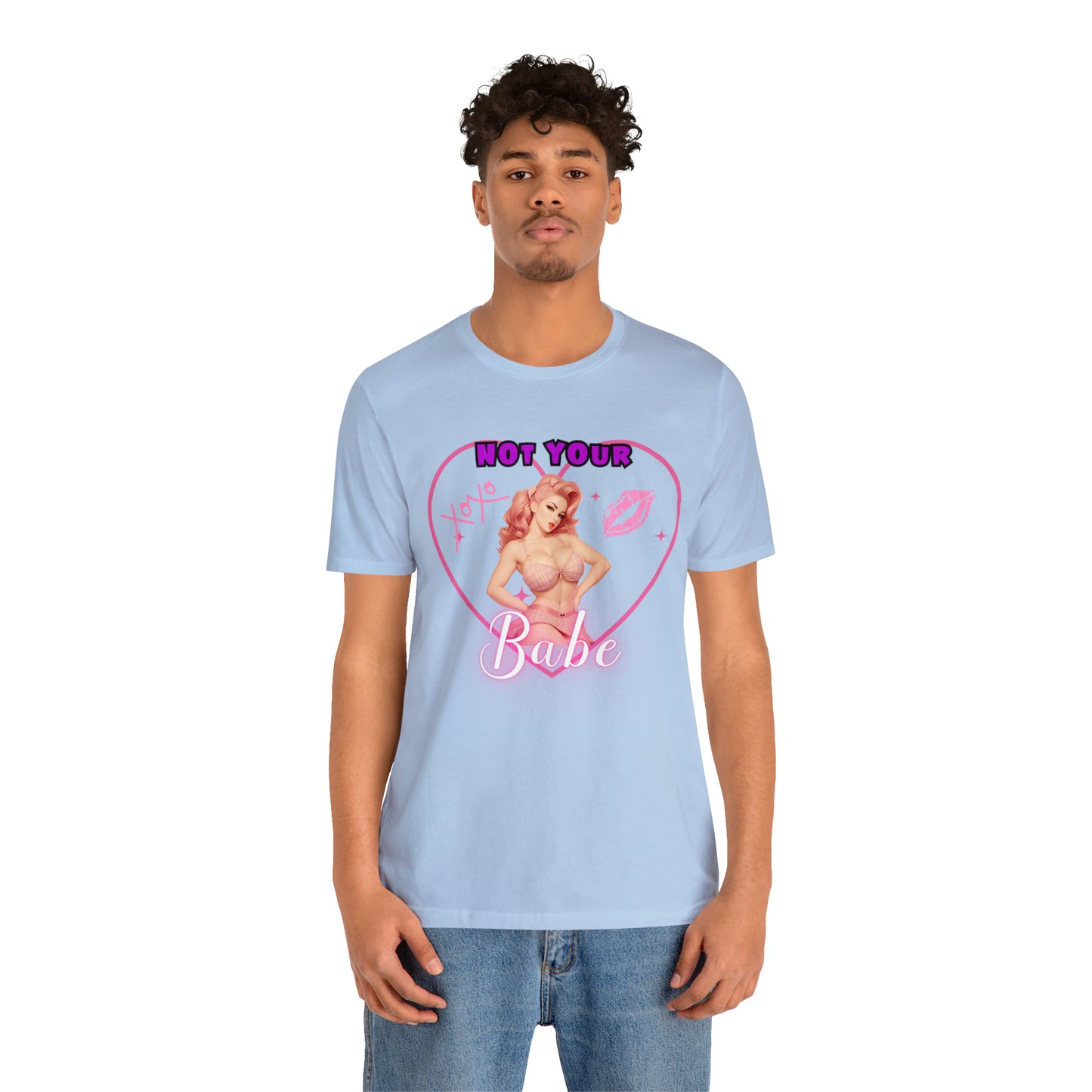 Vintage Pink Pinup Girl "Not Your Babe" on a Bella+Canva 3001 Unisex Jersey T-Shirt - A Must-Have Gift for her