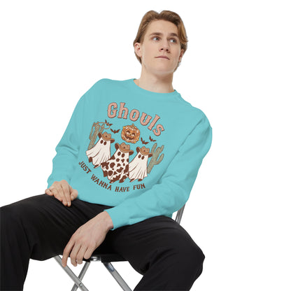 Ghouls Just Wanna Have Fun Western Halloween Unisex Garment-Dyed Sweatshirt