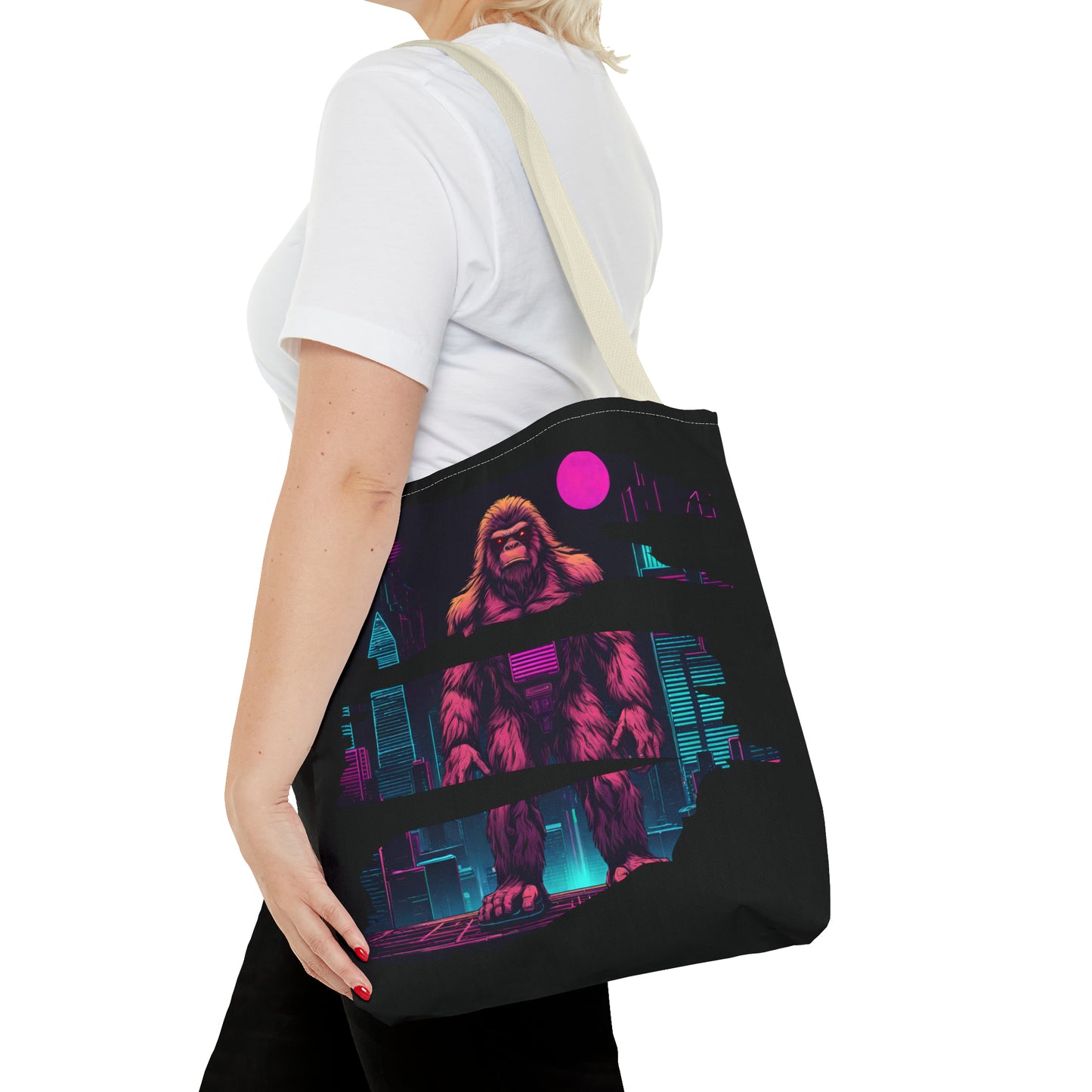 Bigfoot in a Cyber City AOP Tote Bag