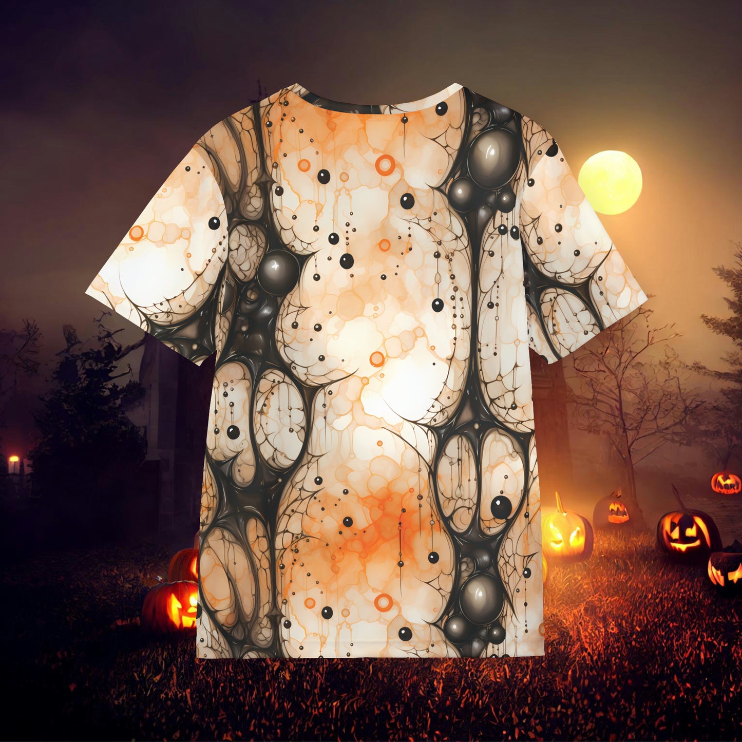 Halloween Yellow Orange Spider Webs oozing and Dark Streaks Men's Sports Jersey (AOP)