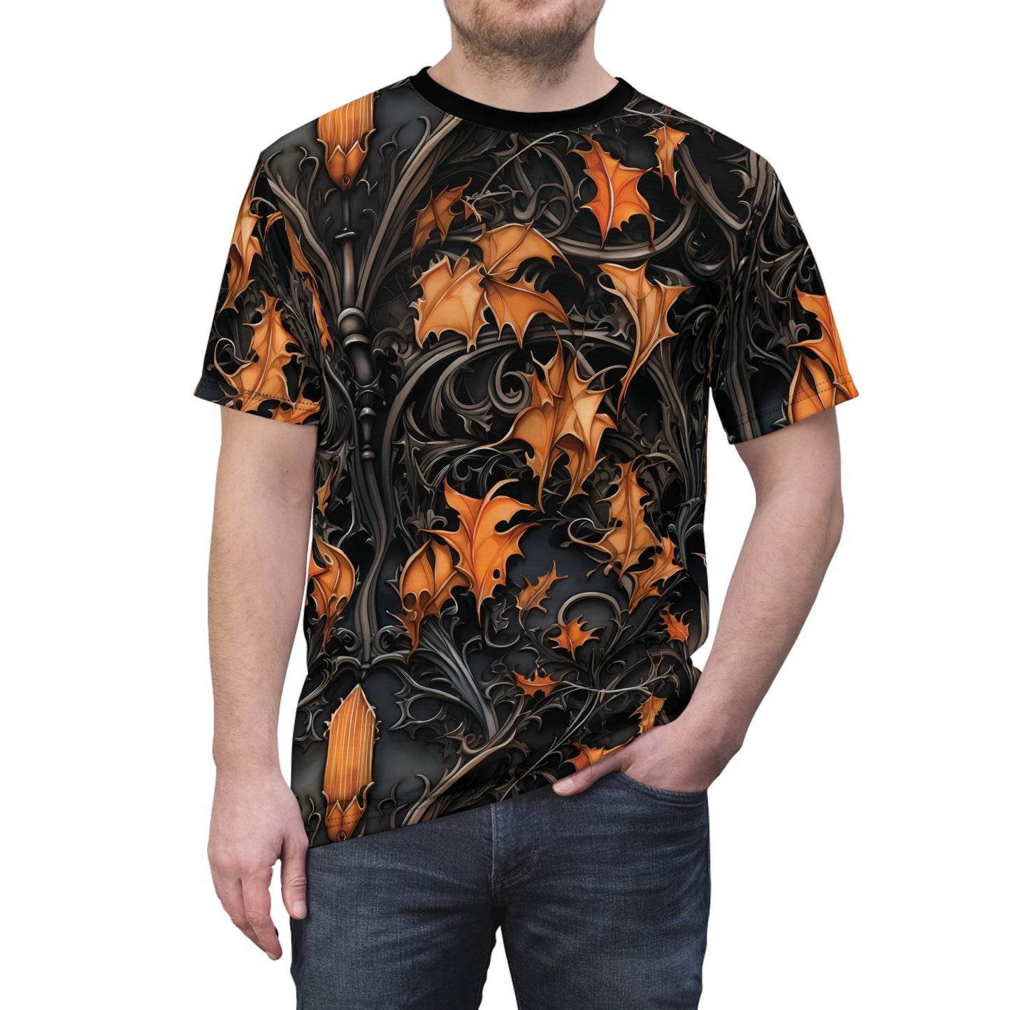 Halloween Leaves Gothic Unisex Cut & Sew Tee (AOP)