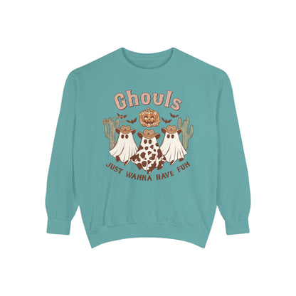 Ghouls Just Wanna Have Fun Western Halloween Unisex Garment-Dyed Sweatshirt