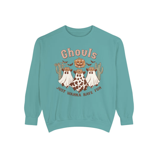 Ghouls Just Wanna Have Fun Western Halloween Unisex Garment-Dyed Sweatshirt