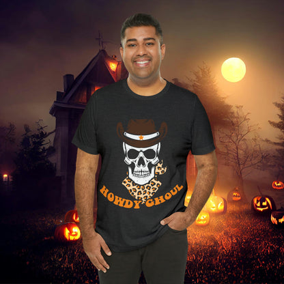Howdy Ghoul Skeleton Sheriff Retro Halloween Unisex Jersey Short Sleeve Tee Gifts for her