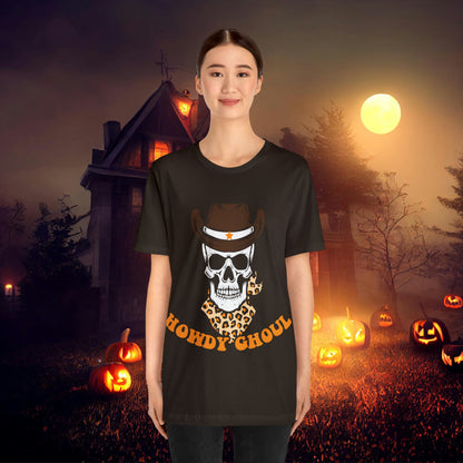 Howdy Ghoul Skeleton Sheriff Retro Halloween Unisex Jersey Short Sleeve Tee Gifts for her