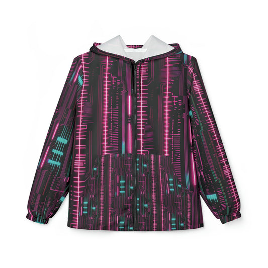 Cyberpunk Hacker Windbreaker Jacket (AOP)  #HackerChic #FashionFuturist #NerdyAndProud"