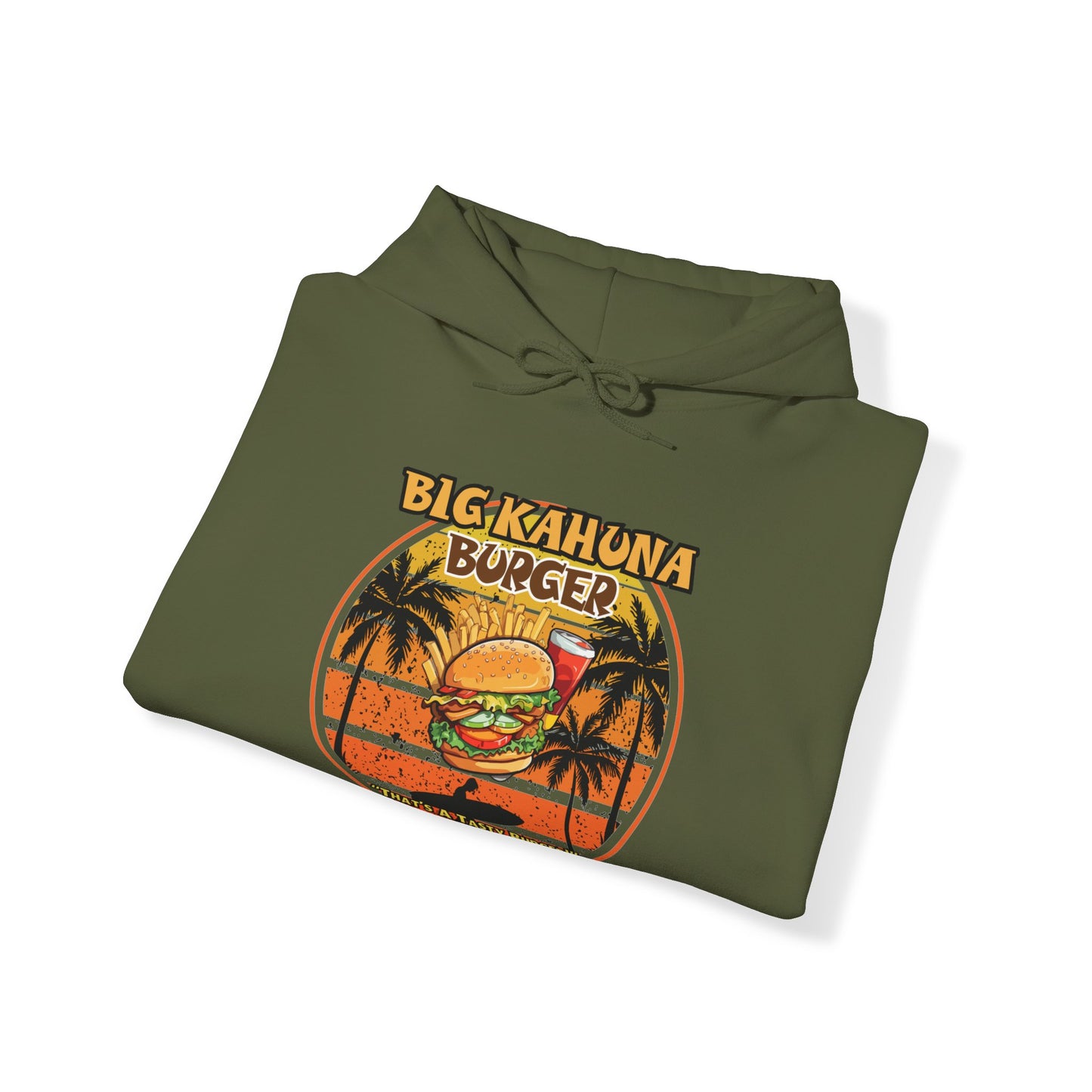 Big Kahuna Burger  Unisex Heavy Blend™ Hooded Sweatshirt Cozy Movie Magic, Burger Lover's Delight.