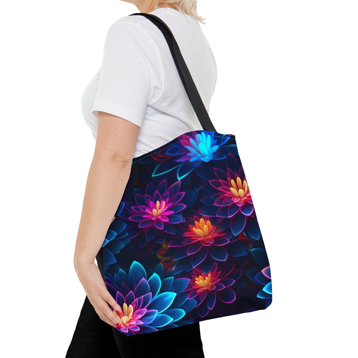 Wild Neon Flowers All Over Print Tote Bag