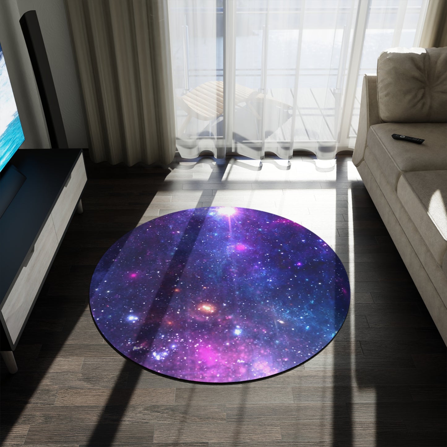 Purple Beyond the Stars Outer Space Out of this World Round Rug