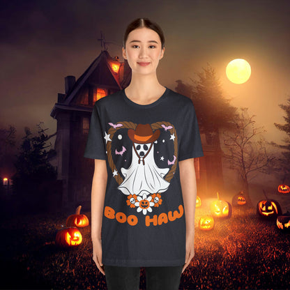 Boo Haw Retro Groovy Western Halloween Unisex Jersey Short Sleeve Tee Gifts for Him Gifts for Her