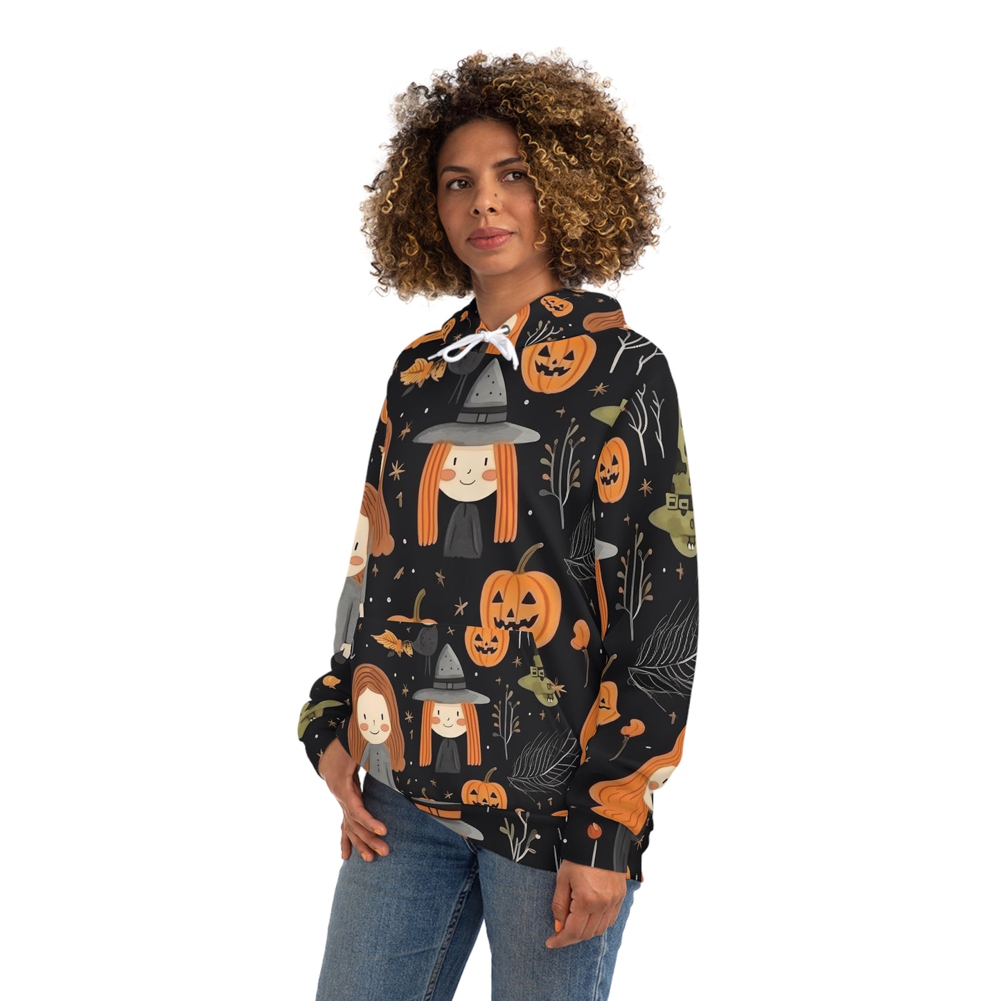 Halloween Trick or Treat Ghosts Witch Hats Jack o Lanterns Fashion Hoodie (AOP)