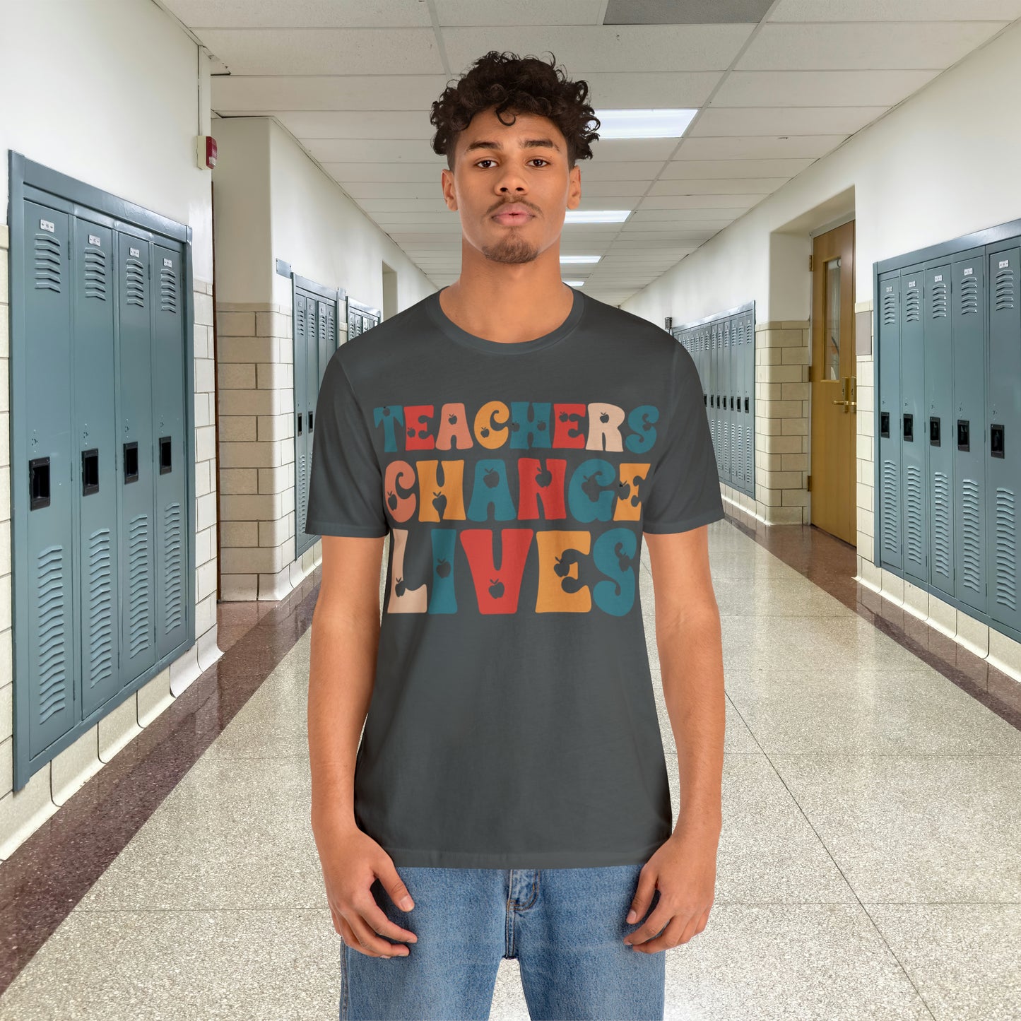 Colorful Teachers Change Lives Back to School Unisex Jersey Short Sleeve Tee Gifts for him, Gifts for Her