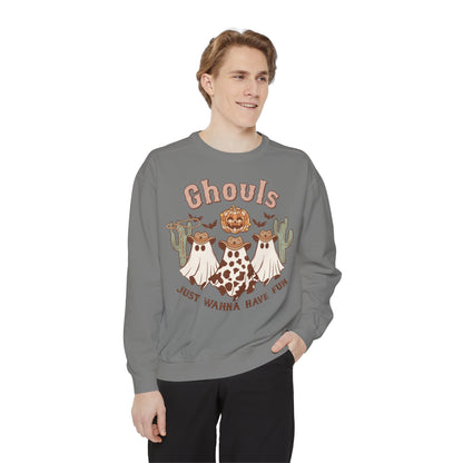 Ghouls Just Wanna Have Fun Western Halloween Unisex Garment-Dyed Sweatshirt