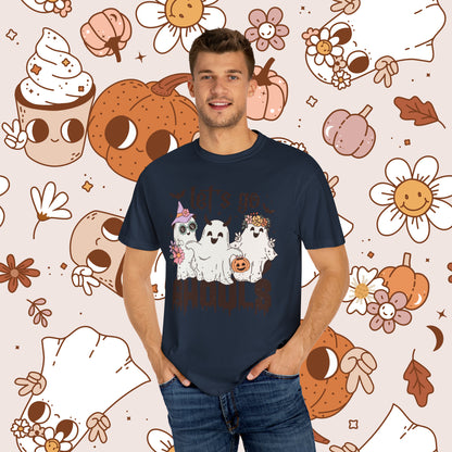 Let's Go Ghouls Retro Groovy Halloween Unisex Garment-Dyed T-shirt for Him Gifts for Her