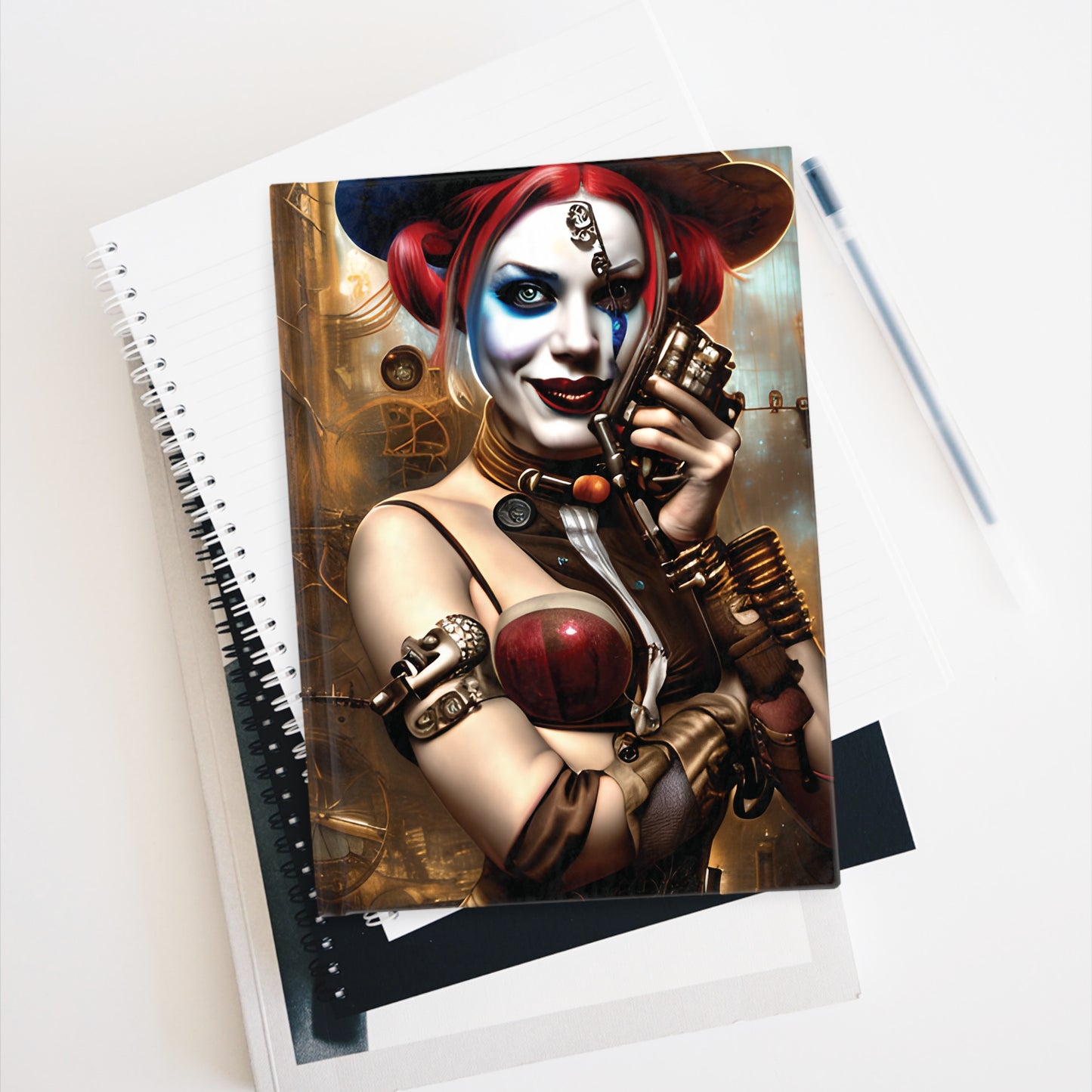 Hyper Realistic Steampunk Harley Quinn Journal - Blank