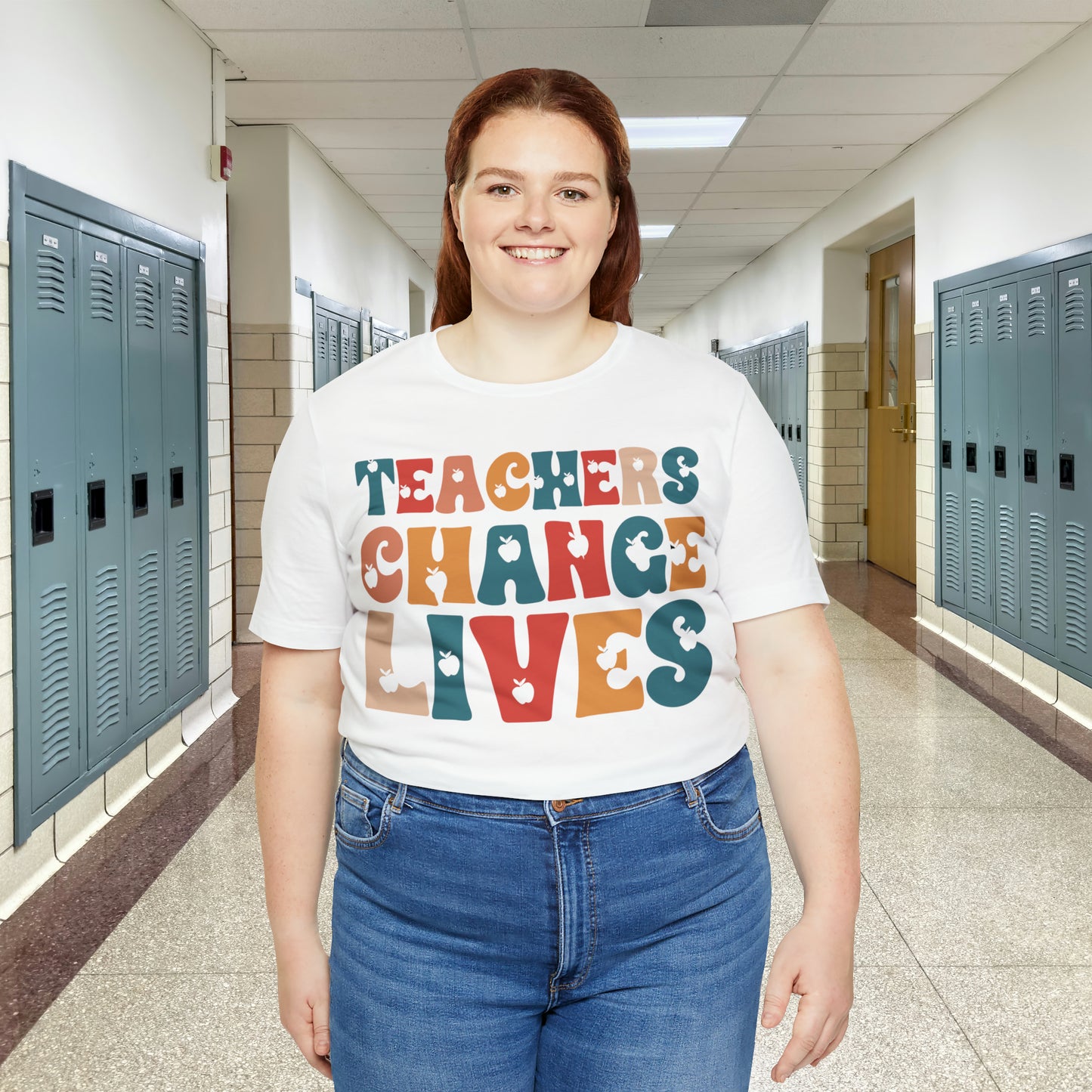 Colorful Teachers Change Lives Back to School Unisex Jersey Short Sleeve Tee Gifts for him, Gifts for Her
