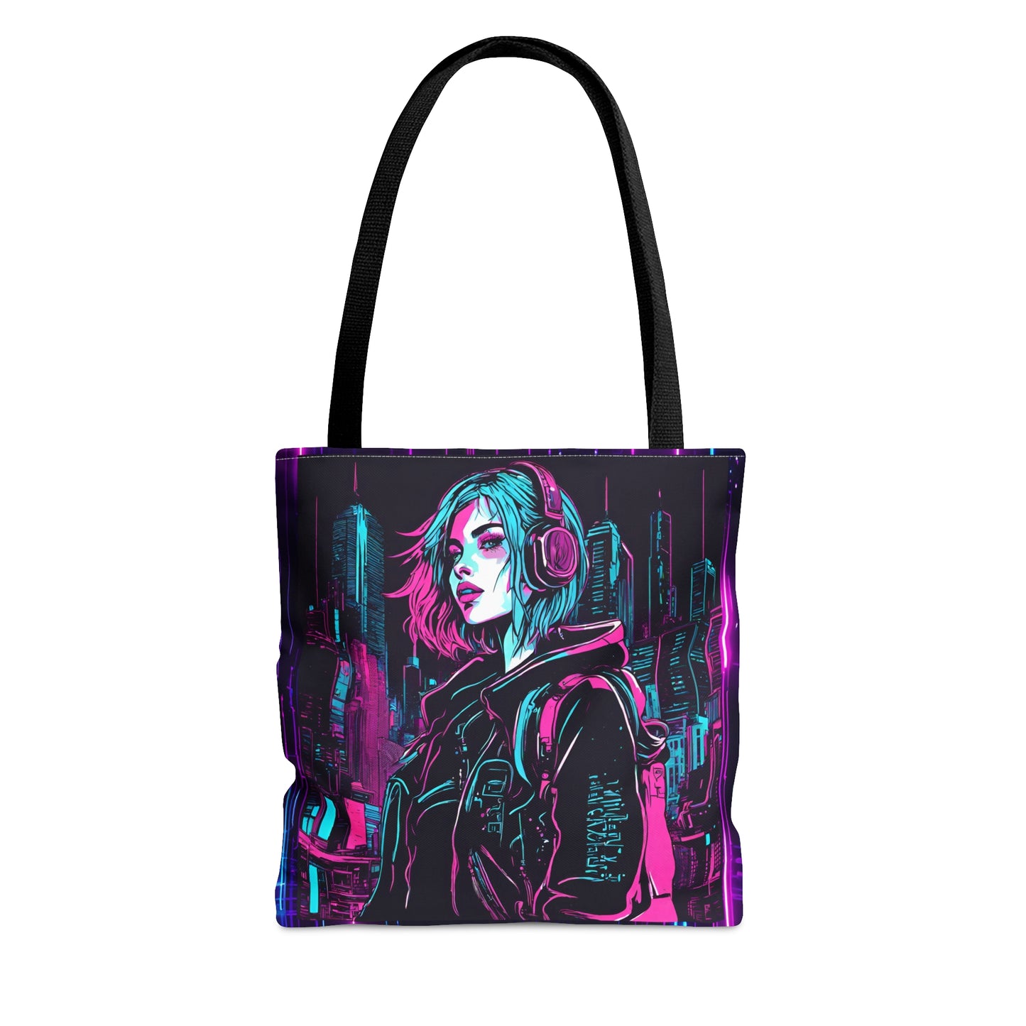 Neon Futuristic Lights Cyberpunk AOP Tote Bag