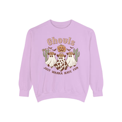 Ghouls Just Wanna Have Fun Western Halloween Unisex Garment-Dyed Sweatshirt