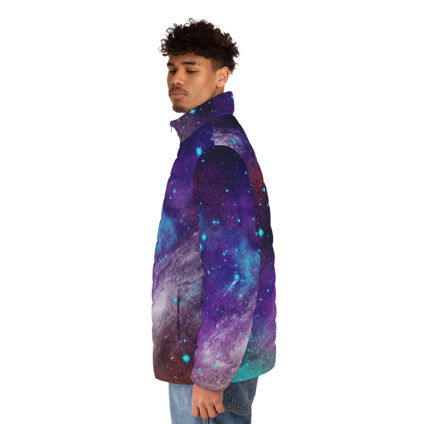 Outer Space Out of this World Men's Puffer Jacket (AOP)