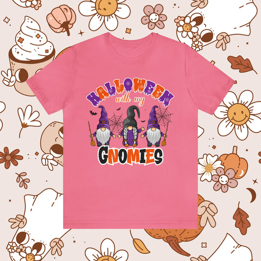 Halloween with my Gnomies Unisex Jersey Short Sleeve Tee Gifts for Him Gifts for Her