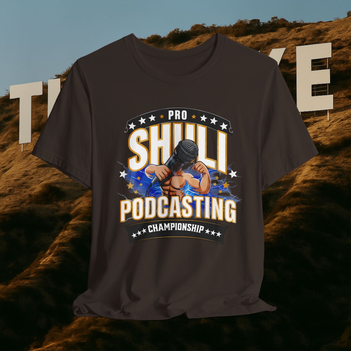 “Podcasting Championship Tee — Because Your Mic Deserves a Belt Too”