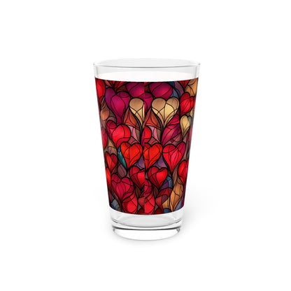Love in Full Spectrum: A Vibrant Rainbow Heart Stained Glass artwork on a 16oz Pint Glass Gift idea gifts for home decor housewarming gift