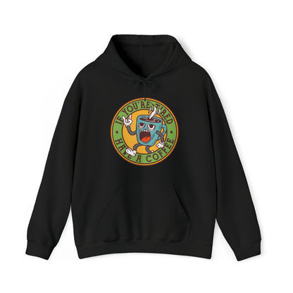 DirkyThreadz Coffee Lover's Hoodie - Playful Cartoon Design for Caffeine Enthusiasts"