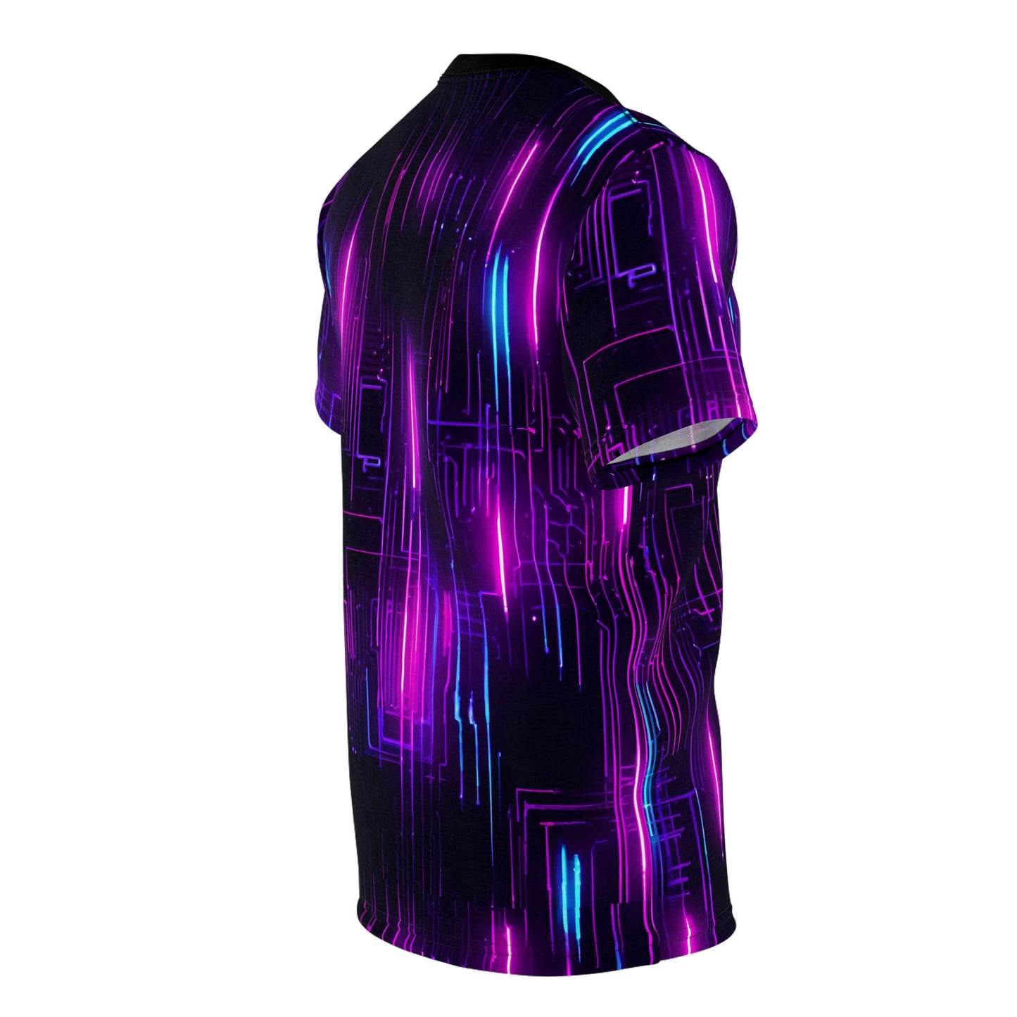 Cyberpunk Circuit Board with Neon Lights Unisex Cut & Sew Tee (AOP)