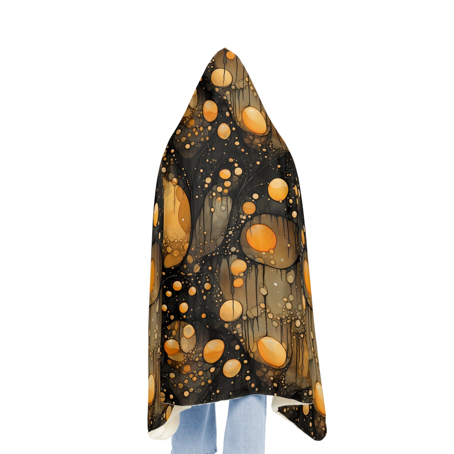 A Golden Dreamscape: AOP Snuggle Blanket with Floating Orbs of Gold and Yellow 🌟🌌