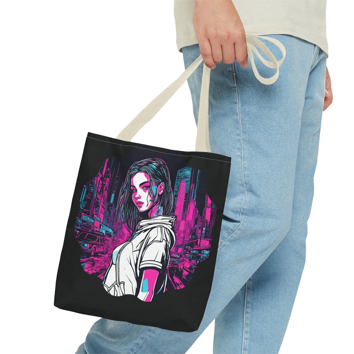 Cyberpunk Chic AOP Tote Bag