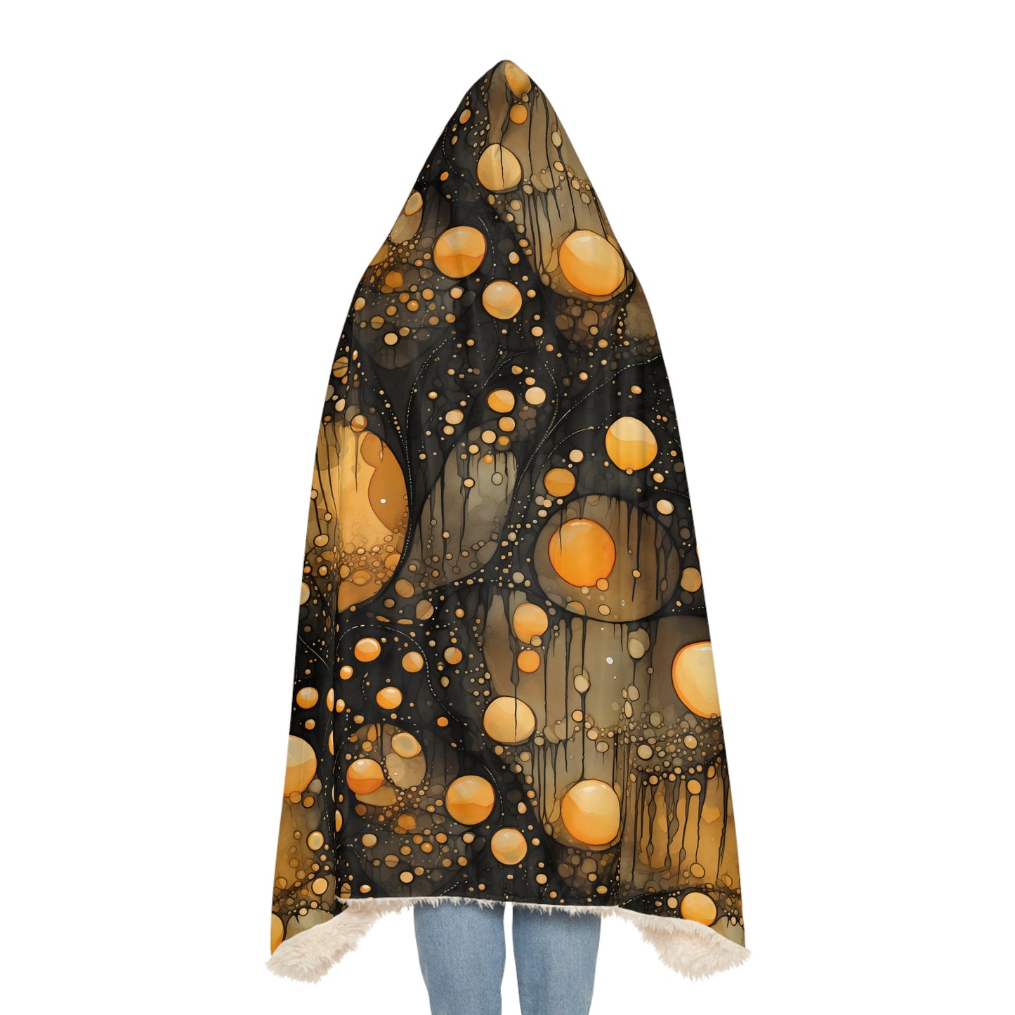 A Golden Dreamscape: AOP Snuggle Blanket with Floating Orbs of Gold and Yellow 🌟🌌