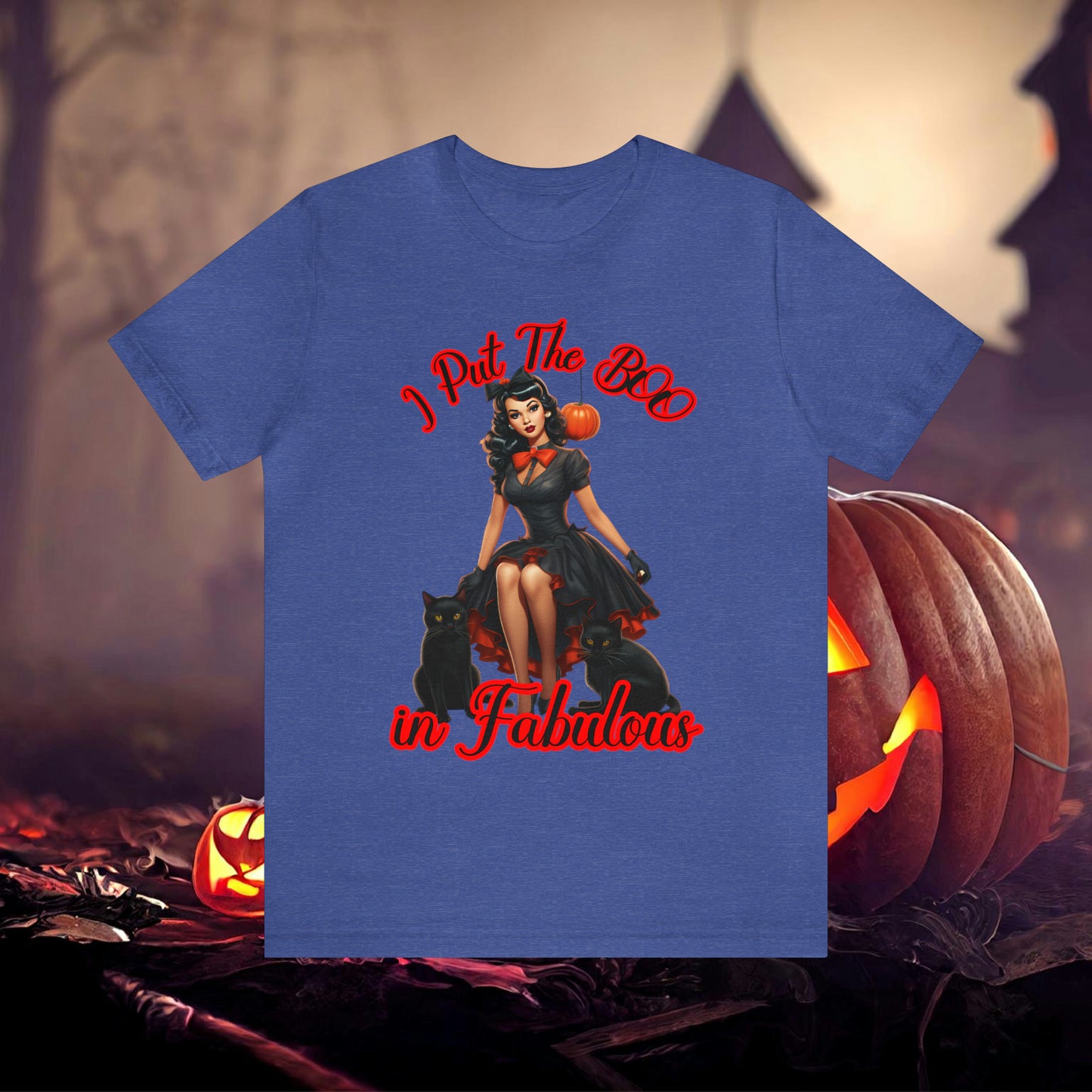 Vintage Pin-Up Witch I put the BOO in Fabulous Halloween Unisex Jersey Short Sleeve Tee Gifts for Her